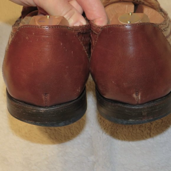 Nettleton Brown Leather Woven Handcrafted Penny Loafers 10D main image 5